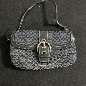 Coach Dark Blue Patterned Clutch